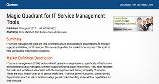 Gartner 2017 Magic Quadrant for IT Service Management Tools Gartner 2017 Magic Quadrant for IT Service Management Tools