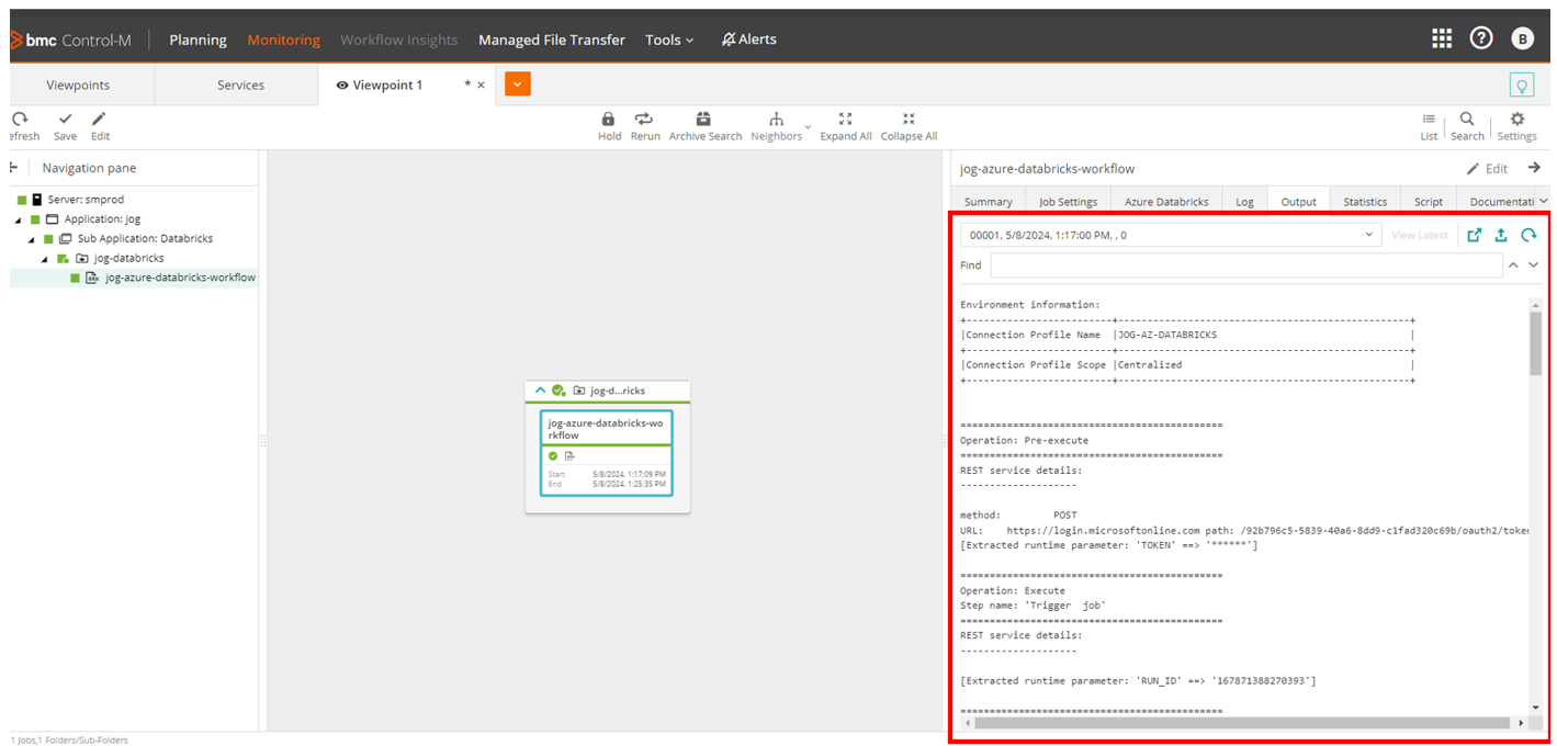 Ausgabe der fertigen Databricks