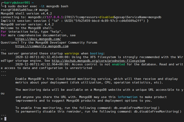 MongoDB Docker 5.1 – Zugriff auf MongoDB-Terminal
