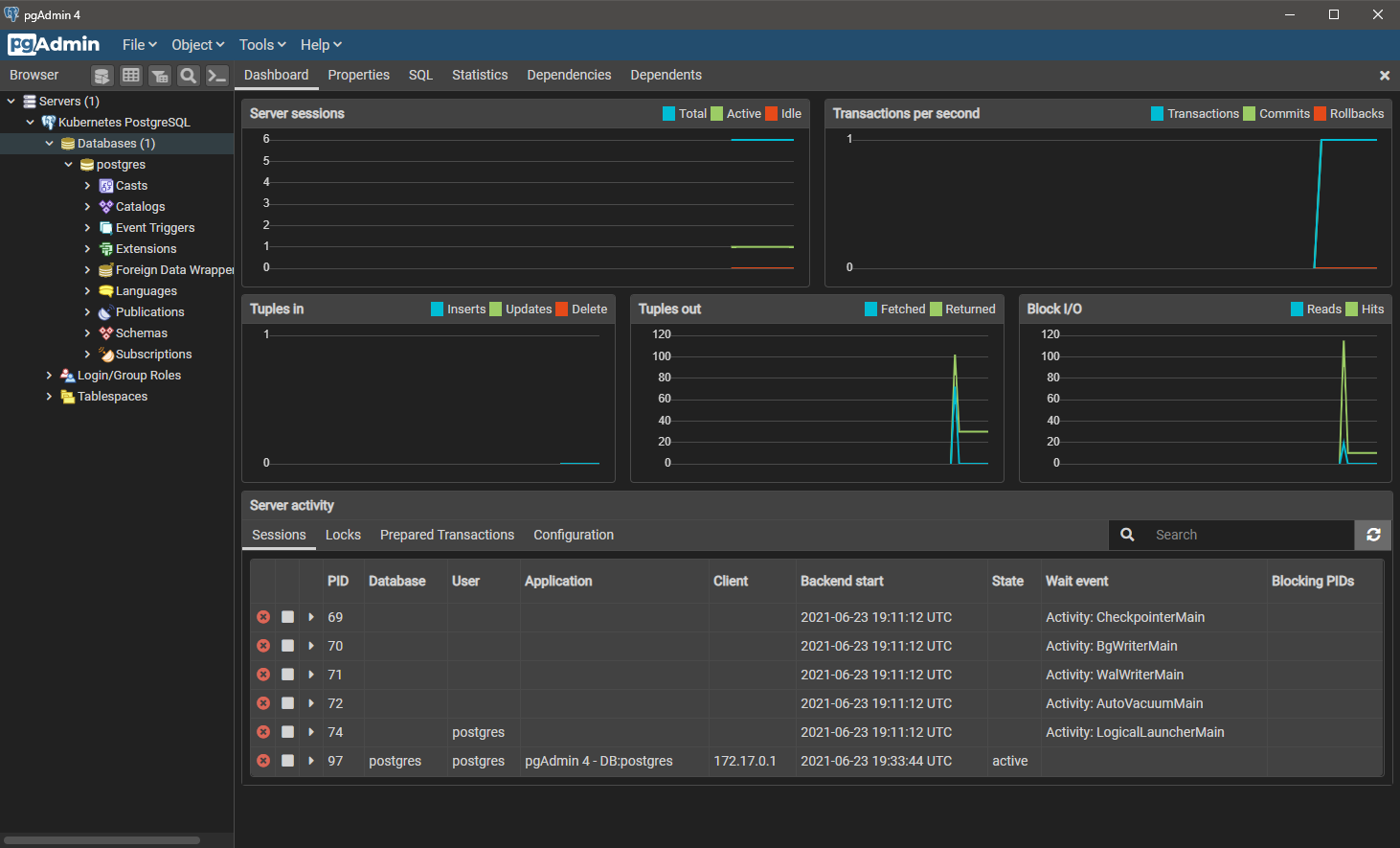 pgAdmin Console