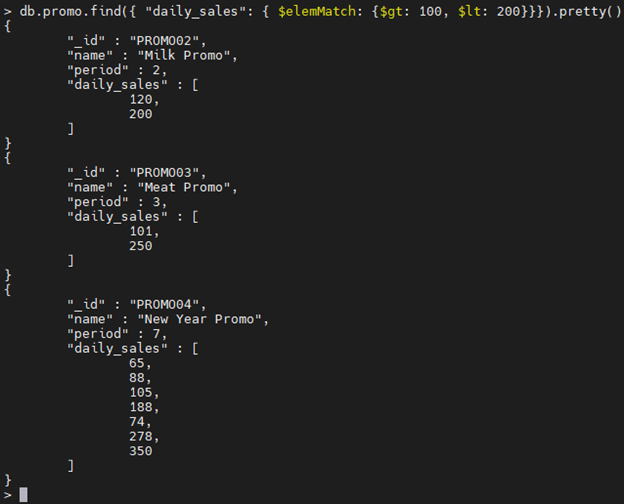 MongoDB $elemMatch Operator-Beispiel.