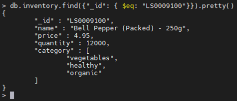 MongoDB $eq Operator-Beispiel.