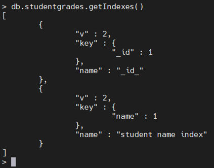 getIndexes()-Beispiel in MongoDB.
