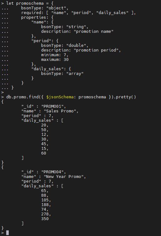 MongoDB $jsonschema Operator-Beispiel.