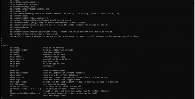 MongoDB Shell dbhelp-Befehl