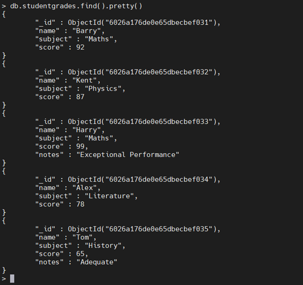 Das _id Feld ist der Default _id Index.