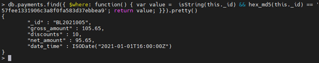 MongoDB $where Operator-Beispiel.