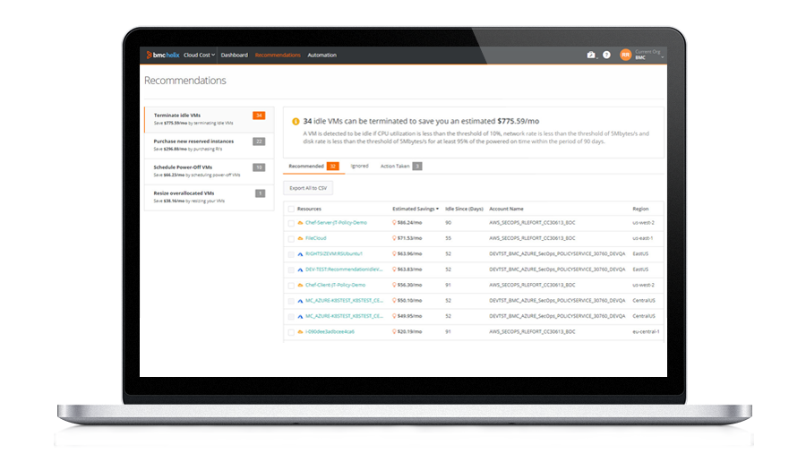 Automatisierte Aktionen zur Optimierung von VMs