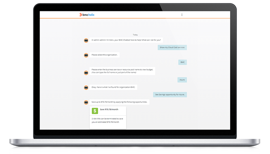 Verwalten Sie Cloud-Ressourcen direkt über BMC Helix Chatbot
