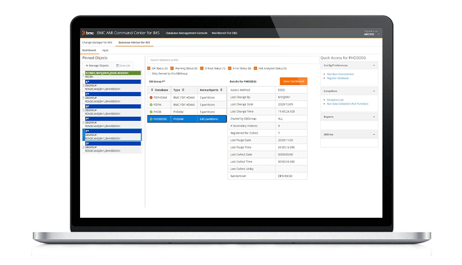 Database health details